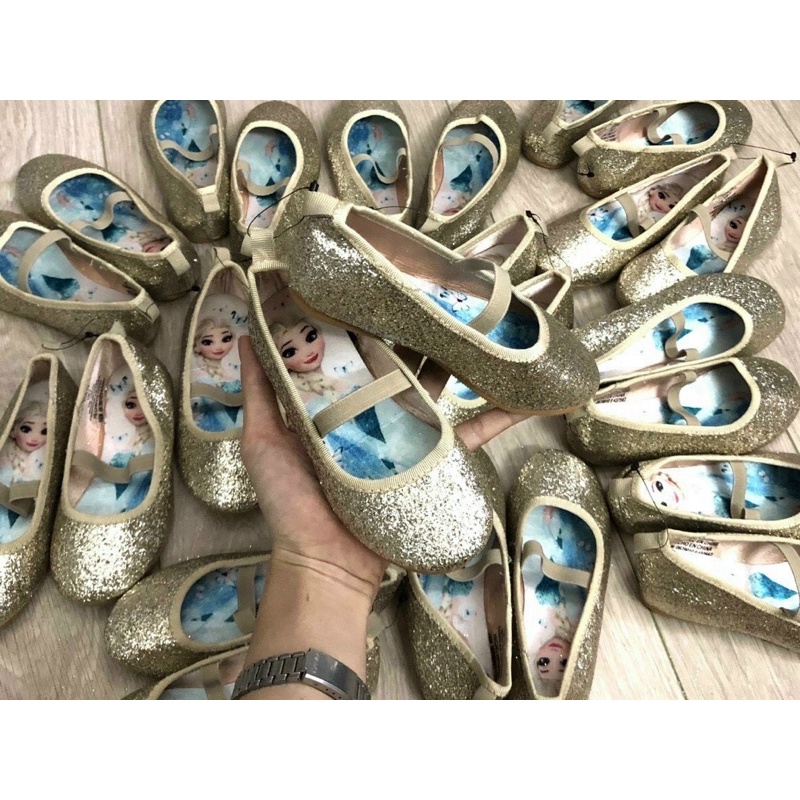 Giầy búp bê nhũ vàng el.sa cho bé gái size chân từ 14-20,6cm