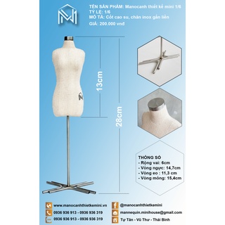 Manocanh thiết kế mini size 1/6 ( tặng kèm rập đầm cơ bản tỷ lệ 1/6 )