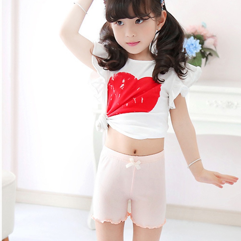 Xixi Quần Short An Toàn Mặc Trong Váy Viền Bèo Màu Trơn Đính Nơ Thời Trang Mùa Hè Cho Bé Gái