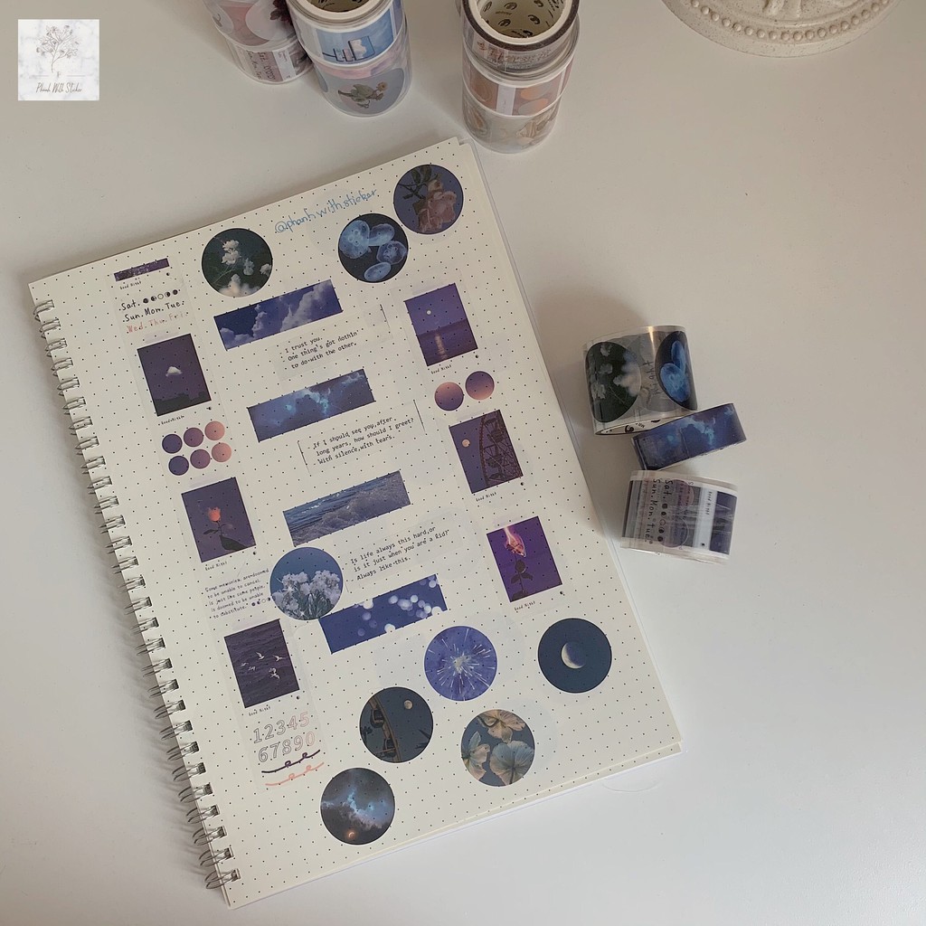 W002 - 1 Hộp 3 cuộn Washi Tape trang trí sổ tay, notebook, bullet journal,...