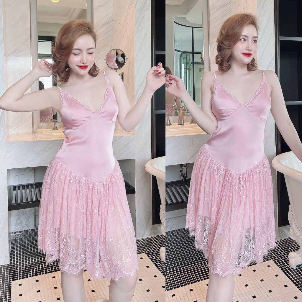 Váy ngủ sexy MIKY, Đầm ngủ sexy lụa Latin Chất Siêu Mát Dáng Siêu Xinh &lt; 65kg