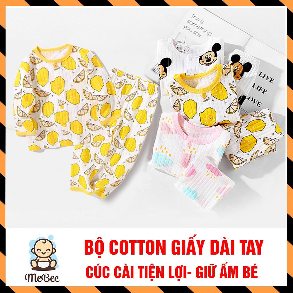 Bộ cotton giấy dài tay cài cúc cho bé sơ sinh từ 3-5kg