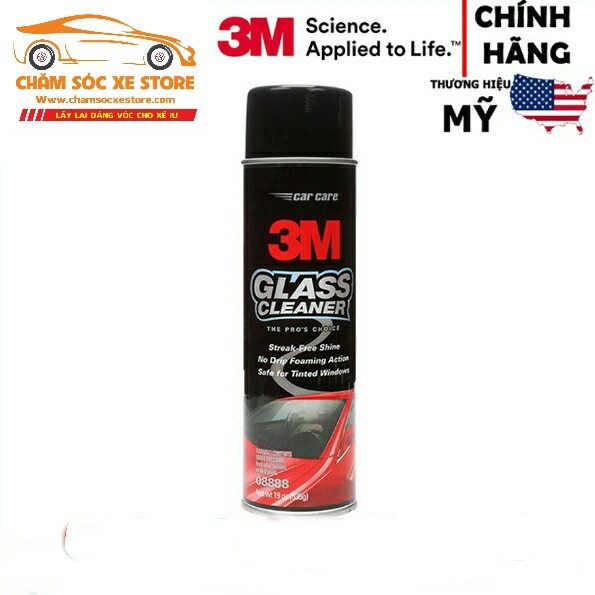 Dung dịch rửa kính và vệ sinh kính xe hơi 3M Glass Cleaner 08888 538g chamsocxe