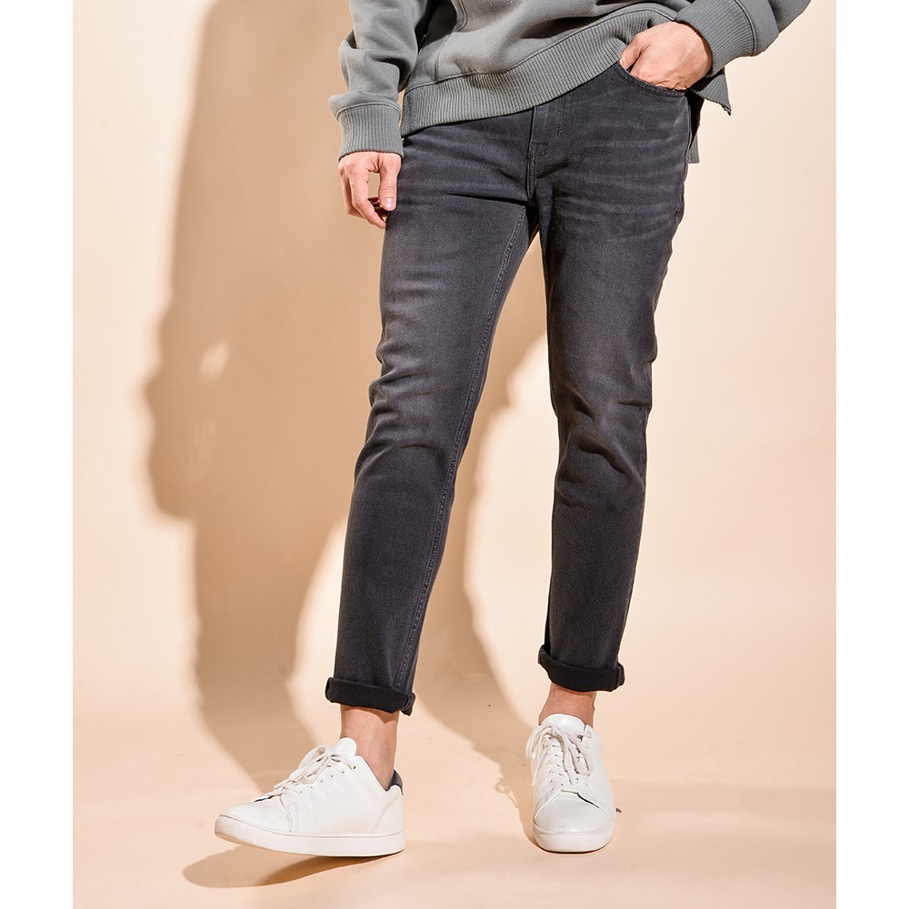 ROUTINE Quần bò nam ghi slim fit Cropped 10F19DPA045