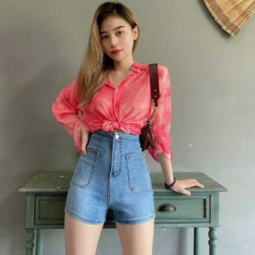 Quần shorts jeans 2 nút cao cấp