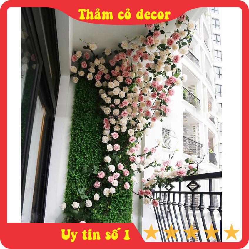 Dây hoa giả, Dây Hoa Hồng Leo Cổ dài 1m7, hồng leo giả decor thảm cỏ nhân tạo trang trí phòng khách, văn phòng, nhà hàng