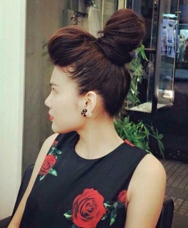 combo búi phồng hotgirl+ mái thưa tóc thật