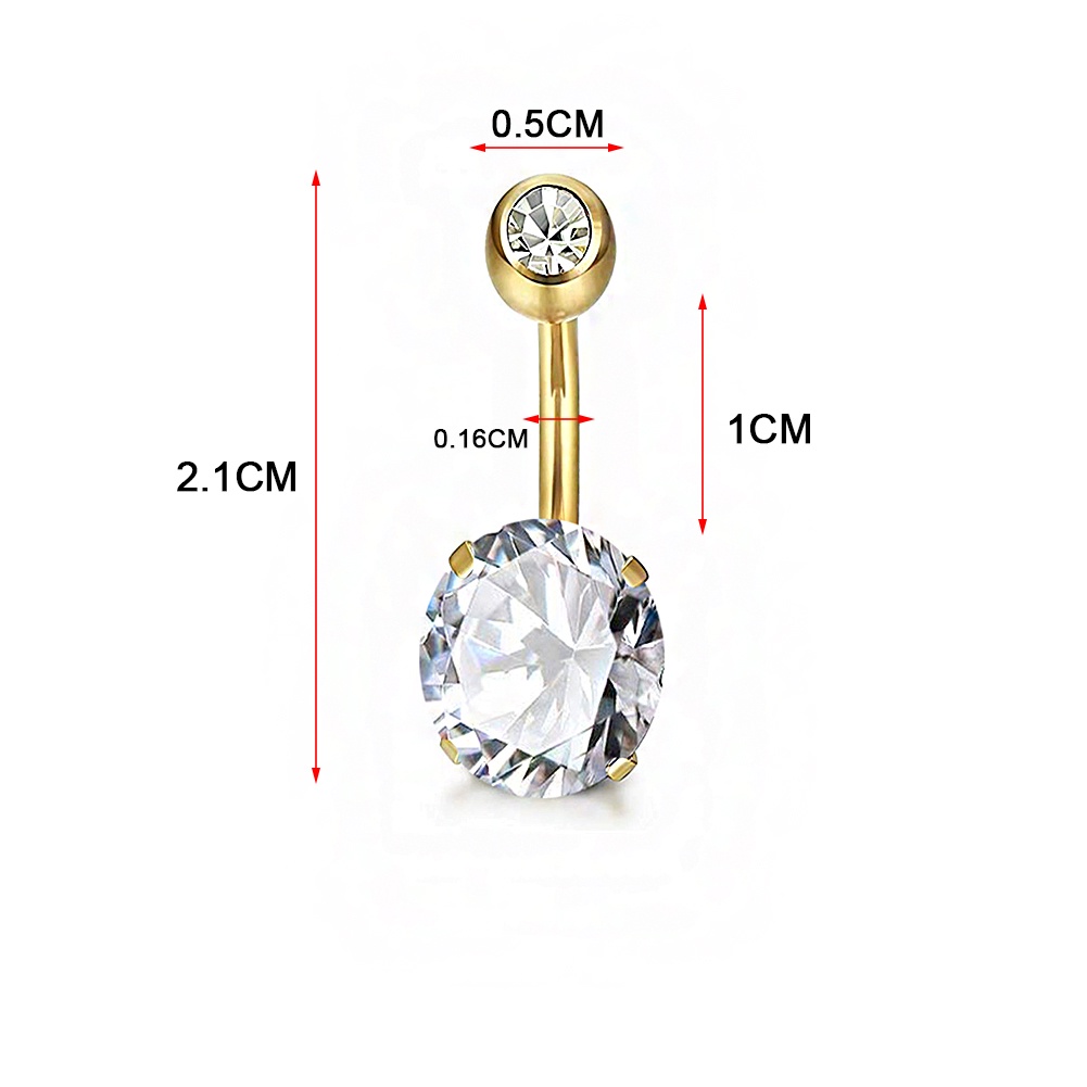 Khuyên Rốn Thép Không Rỉ Dạng Tròn Đính Đá Zircon Thời Trang