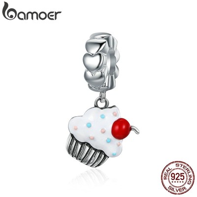 BAMOER Vòng Tay Bạc 925 Mặt Hình Bánh Cupcake Cho Nữ SCC350