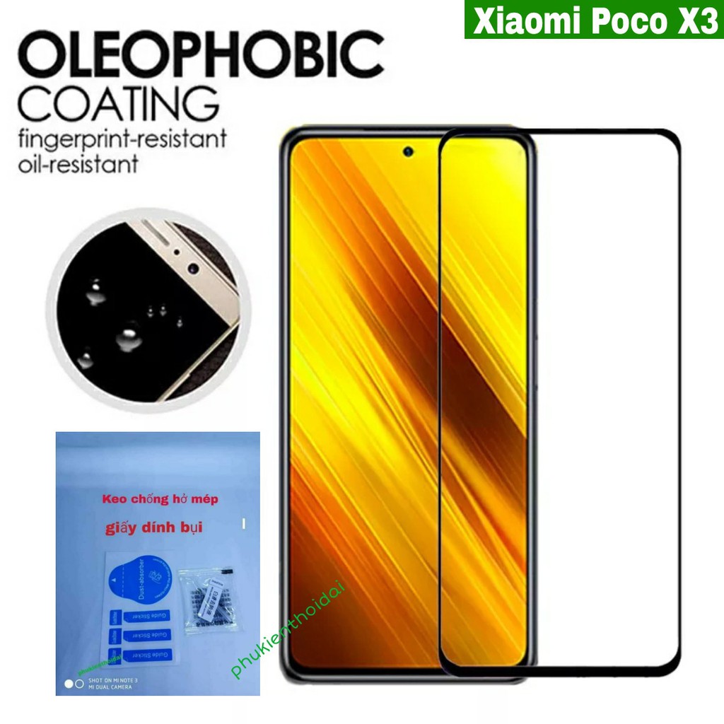 Kính cường lực Full màn Xiaomi Poco X3 cao cấp chất đẹp