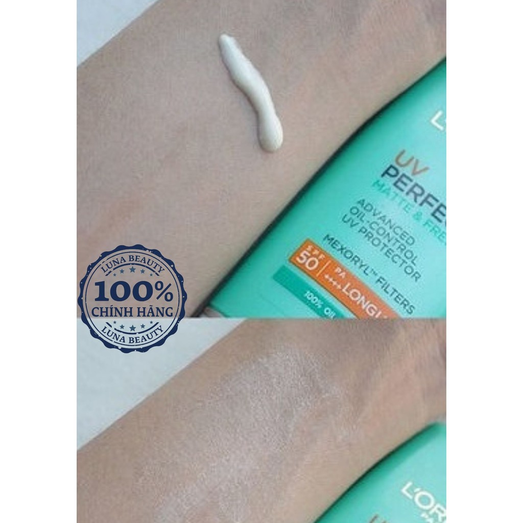 🌞Kem Chống Nắng L'Oreal Paris Skincare UV Perfect Matte & Fresh Kiềm Dầu size Mini 15ml🌞