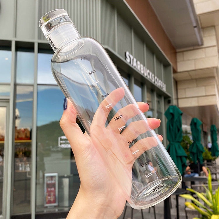 Bình đựng nước detox , nước ép, trà sữa trong suốt dung tích 750ml , chia vạch theo giờ cực tiện lợi