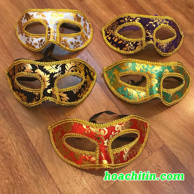 Mặt nạ hóa trang halloween che mặt trơn tròn phủ ren