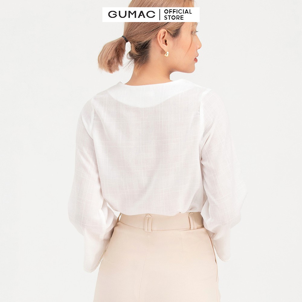 Áo sơ mi nữ buộc dây tay loe GUMAC AB739