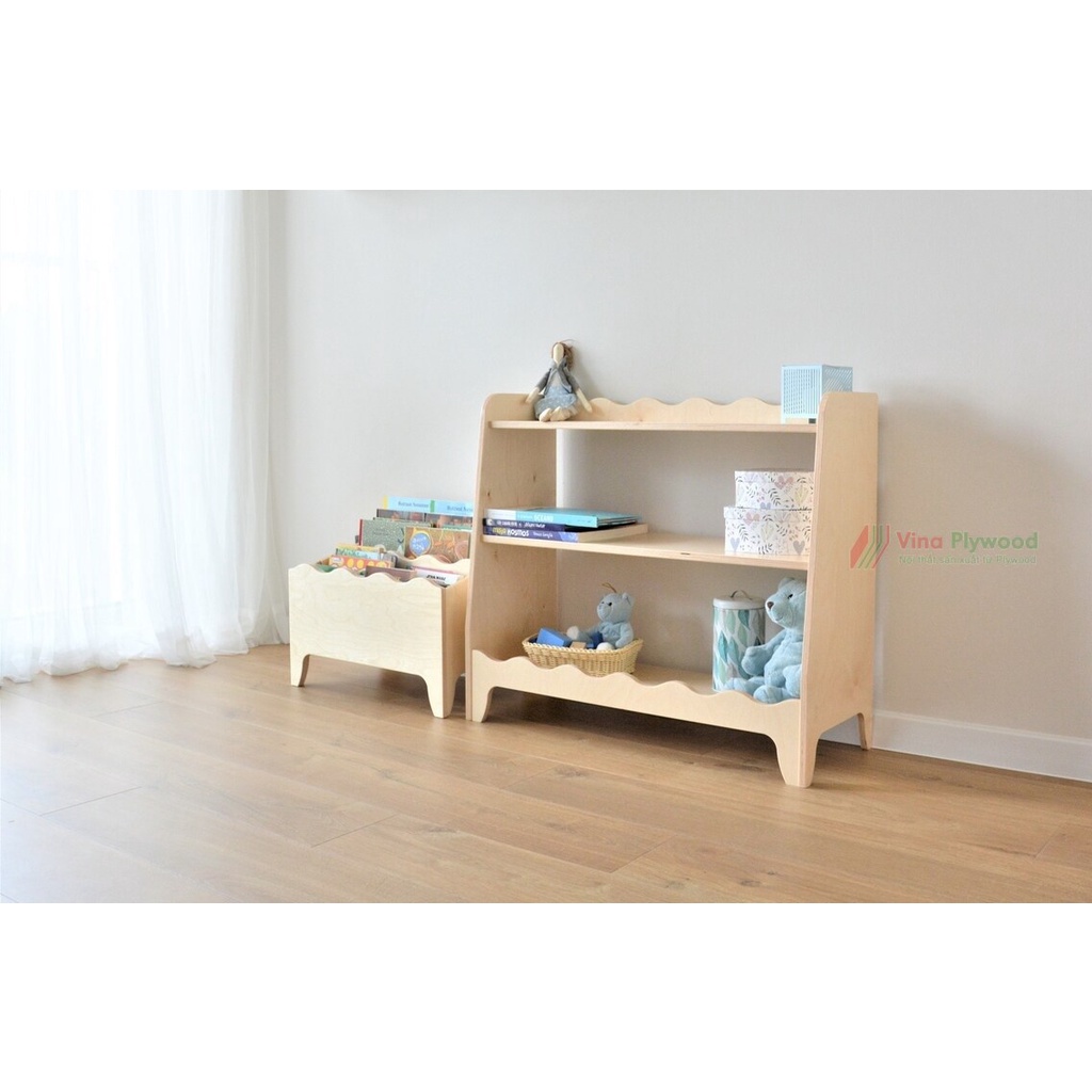 Kệ để đồ chơi cho bé bằng gỗ 3 tầng Montessori , chất liệu gỗ plywood an toàn cho bé
