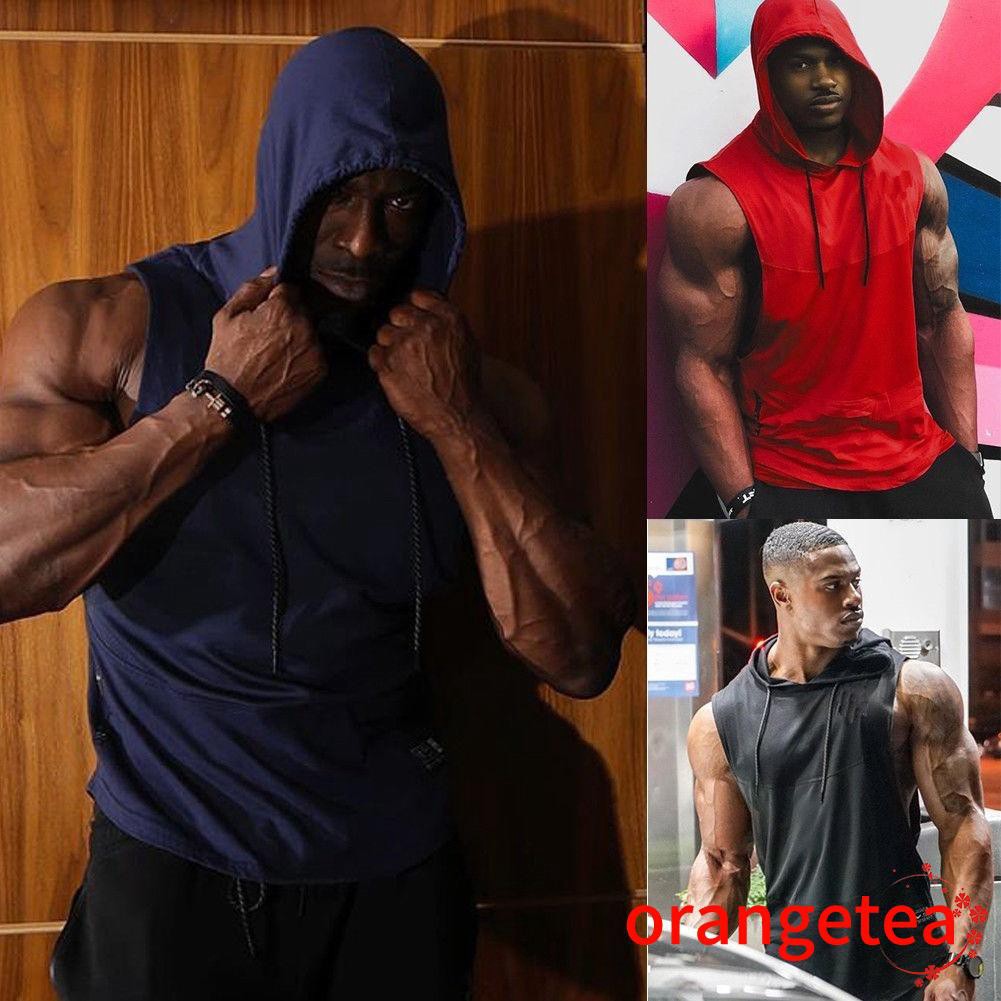 Áo hoodie sát nách dành cho nam mặc tập gym ་