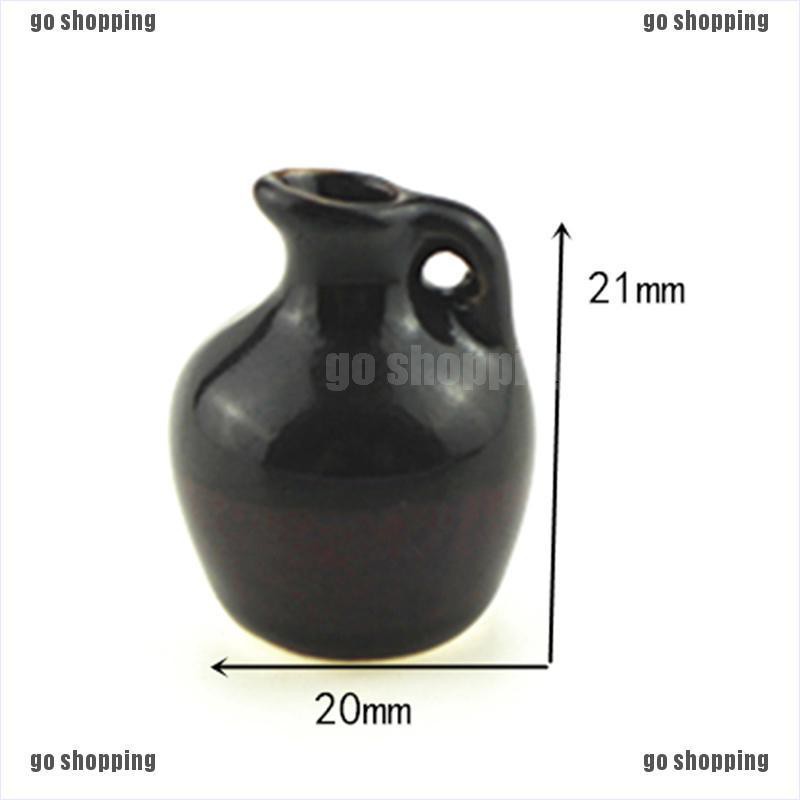 {go shopping}1:12 Miniature black ceramic vase dollhouse diy doll house decor accessories