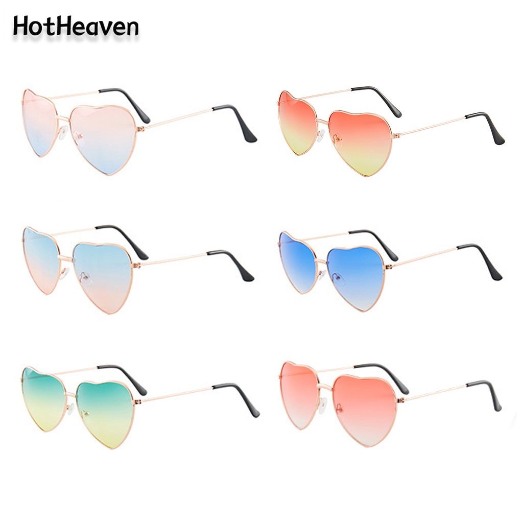 Kính Mát Tròng Trái Tim Chống Tia UV400 Siêu Nhẹ Gọng Kim Loại 6 Phong Cách Thời Trang Unisex