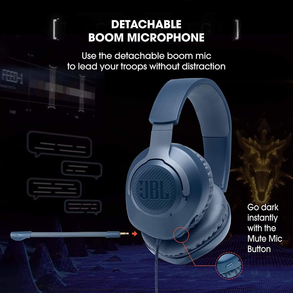 Tai Nghe Gaming Chụp Tai JBL Quantum 100 ( Màu Đen ) - Hàng Chính Hãng