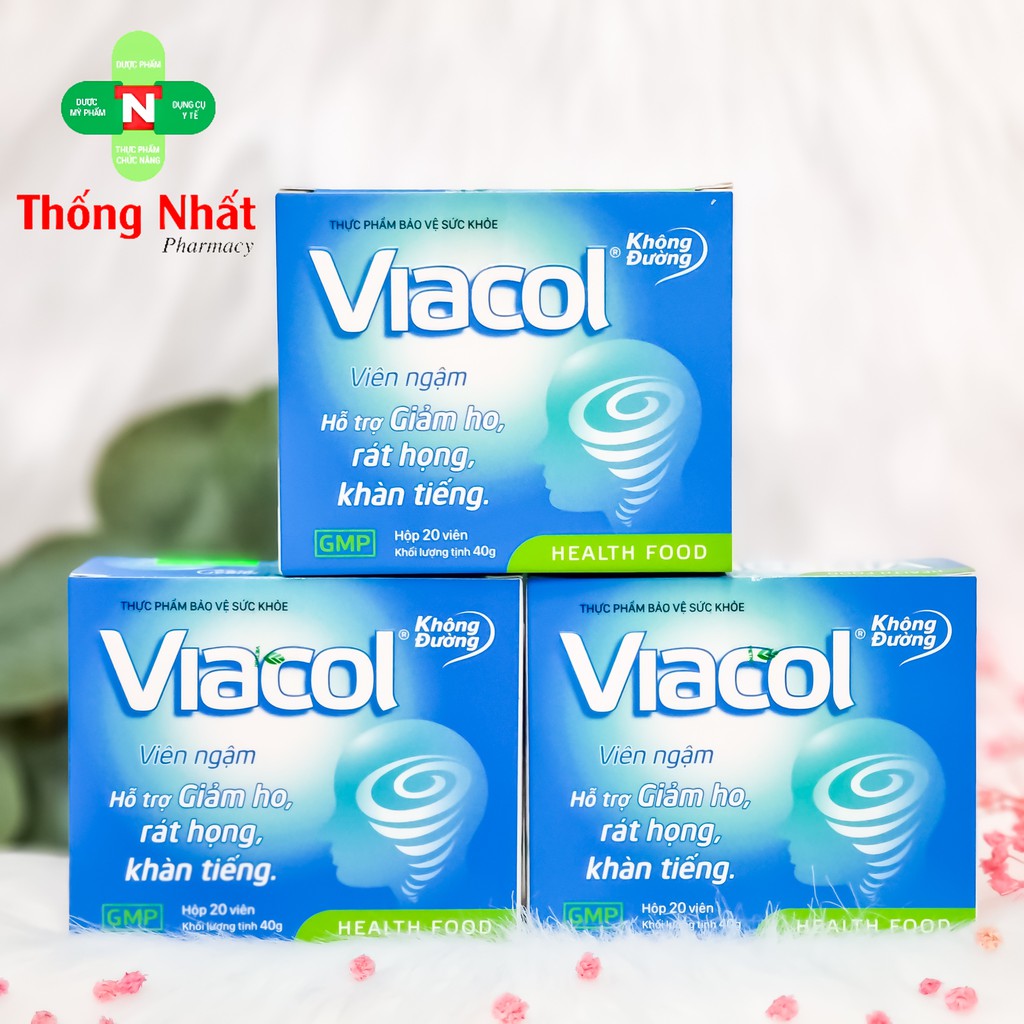 Kẹo ngậm thảo mộc giảm ho đau họng không đường Viacol Vietnat hộp 20 viên