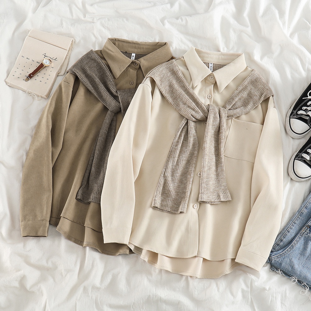 Áo khoác giả hai lớp tay dài phong cách retro | BigBuy360 - bigbuy360.vn