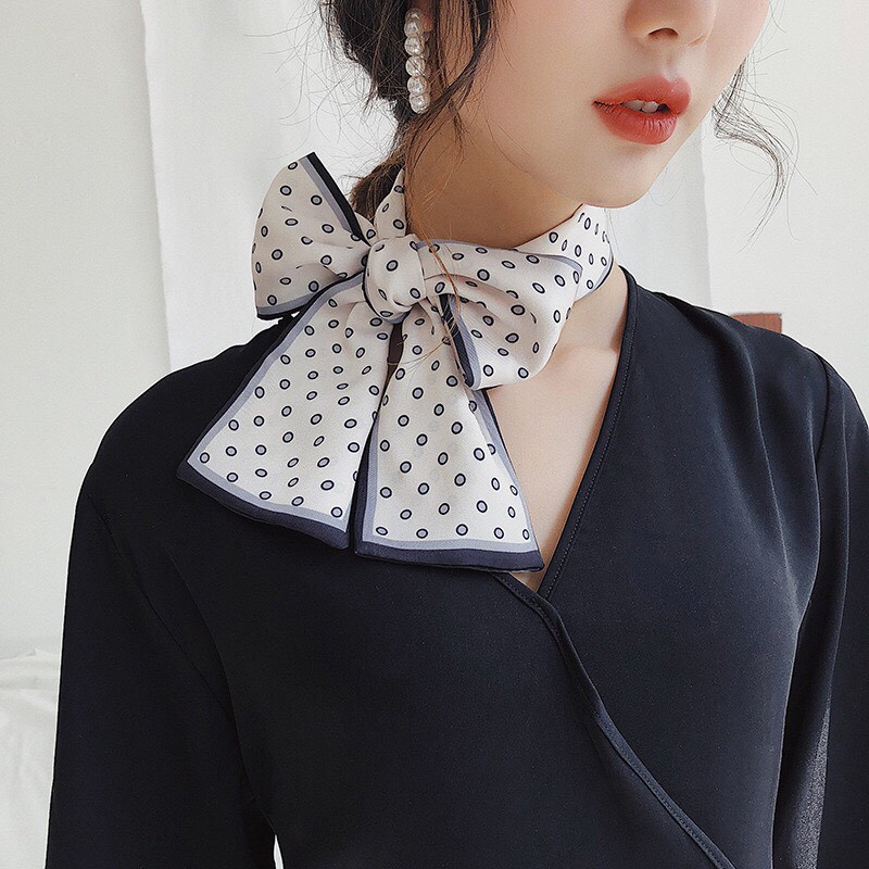 Khăn lụa thắt nơ công sở khăn quấn túi xách thời trang - Mã LUDA18