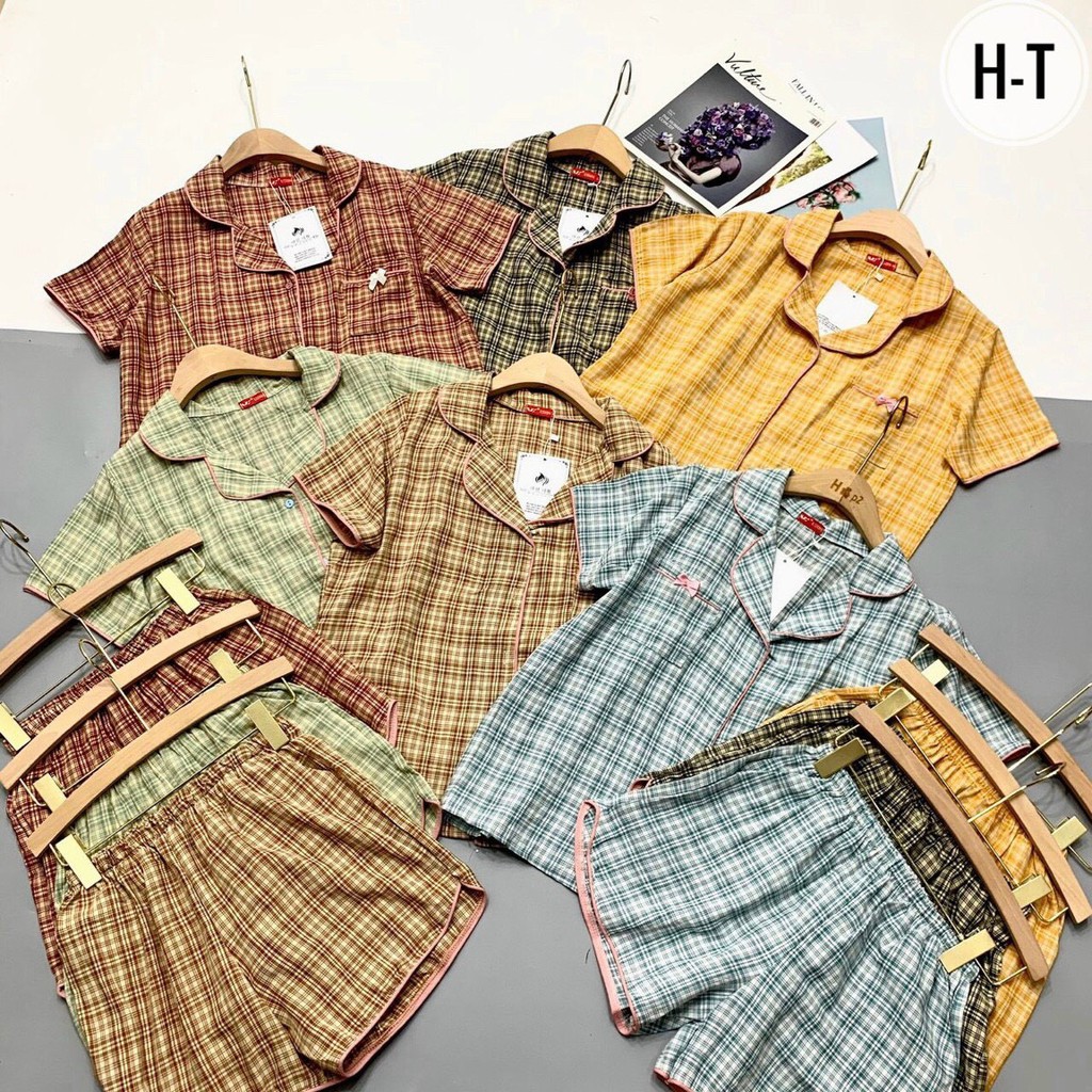 Pijama -Bộ Đồ Mặc Nhà Chất Đũi Xước Quần Đùi Họa Tiết KA Rô [Kèm ảnh Thật] | BigBuy360 - bigbuy360.vn