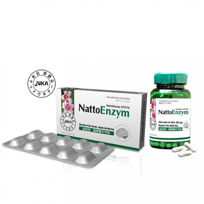 Nattoenzym / Natto Enzym / Nattokinase (Dược Hậu Giang) - Viên uống giúp ngừa tai biến, đột quỵ, nguyên liệu Nhật Bản