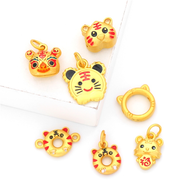 Chuỗi hạt bằng hợp kim phát quang hình hổ nhâm dần dùng làm trang sức thủ công