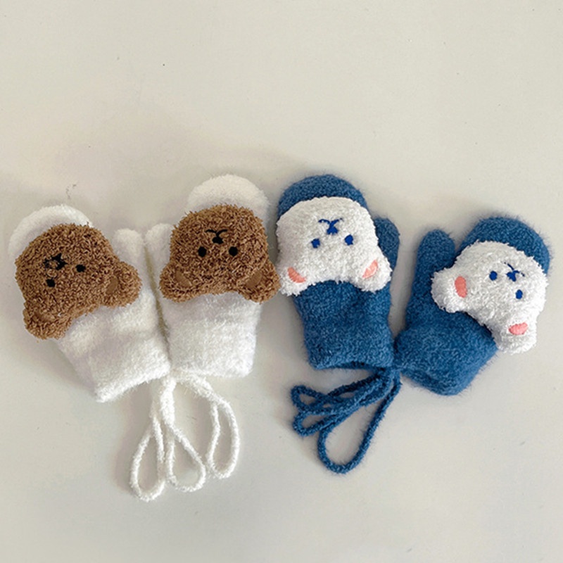Găng Tay Len Hình Gấu Hoạt Hình Xinh Xắn Cho Bé 1-4 Tuổi