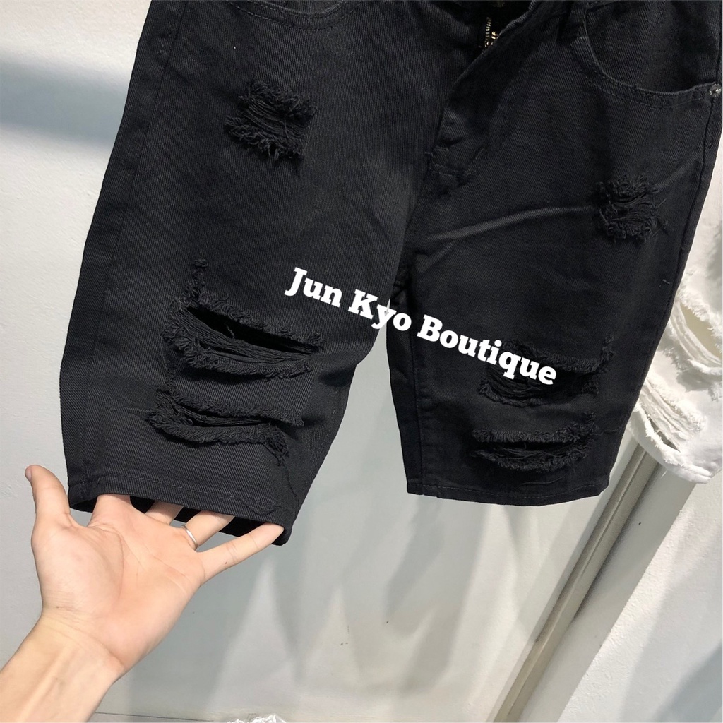 Quần bò ngố trắng rách,short nam wash  mẫu hot hai màu trắng đen có đủ sz 40-80kg phong cách trẻ trung dễ mặc T02356