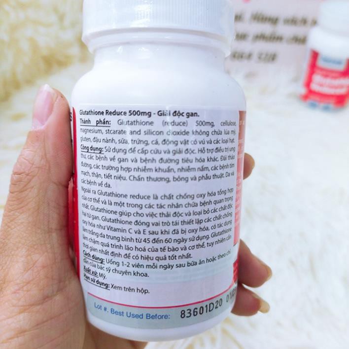 Viên uống Glutathione Now 500mg hộp 60 viên của Mỹ - tăng cường sức đề kháng,trắng da, làm đẹp da | BigBuy360 - bigbuy360.vn