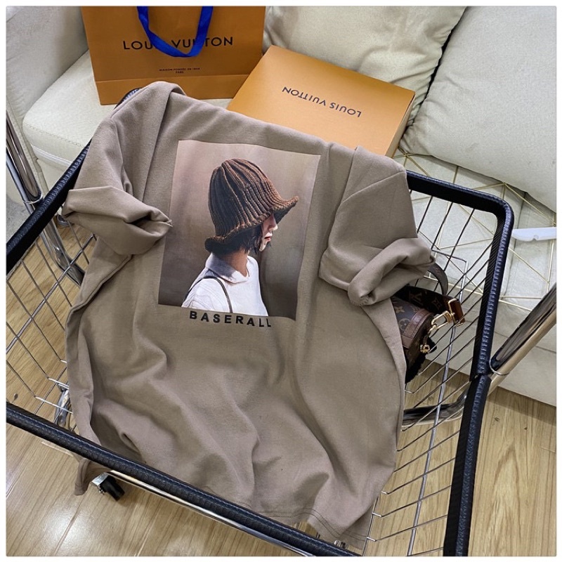 Áo phông 3158, áo thun tay lỡ form rộng chất cotton in hình cô gái