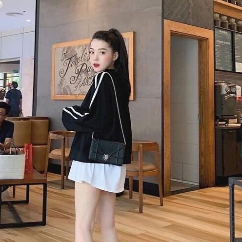 áo khoác bomber phối 2 sọc trắng