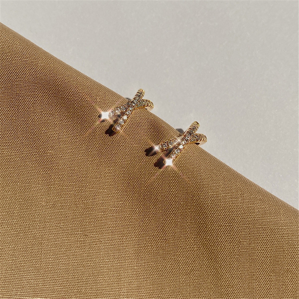 Khuyên vành tai hình chữ U đính đá phong cách thời trang cho nữ