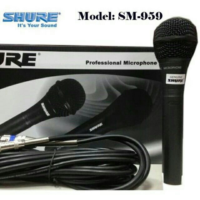 Micro Có Dây SHURE 959 - Míc Hát Karaoke Độ Nhậy Cao Dùng Cho Gia Đình và Phát Thanh