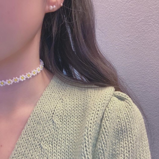 Choker hạt cườm hoa beaded daisy ulzzang