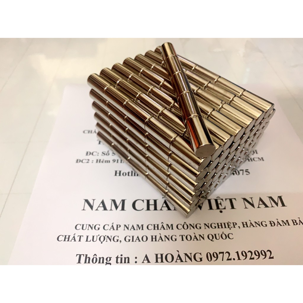 Nam châm  đất hiếm hình trụ tròn 10x20 mm , nam châm trắng vĩnh cửu lực hút mạnh