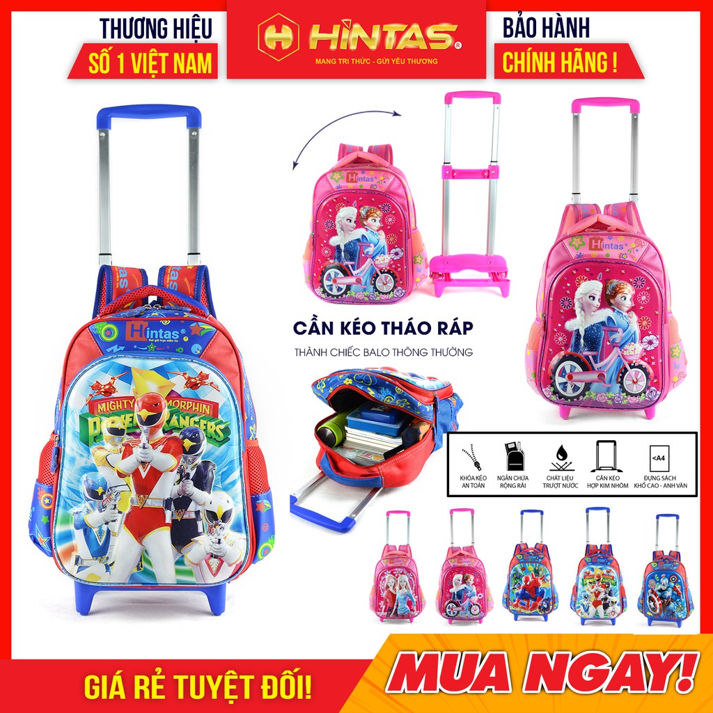 [SIÊU TIẾT KIỆM] Balo cần kéo học sinh tiểu học HINTAS (BLCK 104) [HÀNG CHÍNH HÃNG] cho BÉ TRAI LỚP 1-3