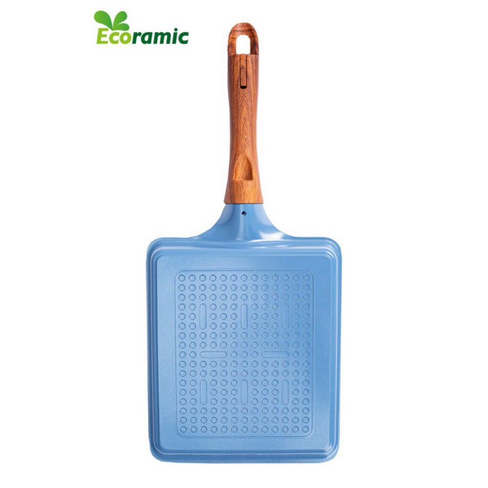 Chảo chống dính vuông sứ ceramic cao cấp ECORAMIC đáy từ vân đá chống dính tay cầm chịu nhiệt chảo gốm sứ