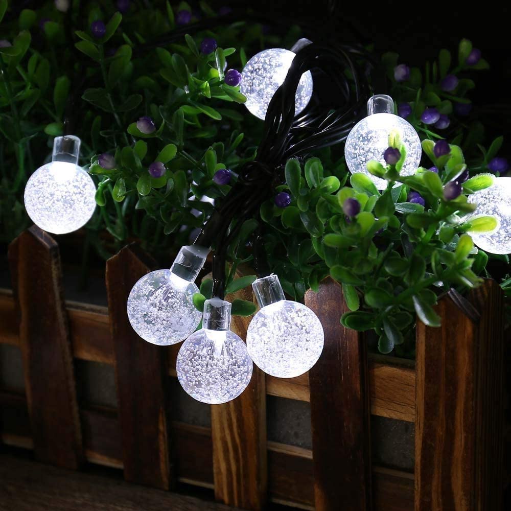 22M200 đèn LED dây năng lượng mặt trời 8 chế độ không thấm nước, bóng pha lê bóng dây đèn cổ tích sân vườn giáng sinh