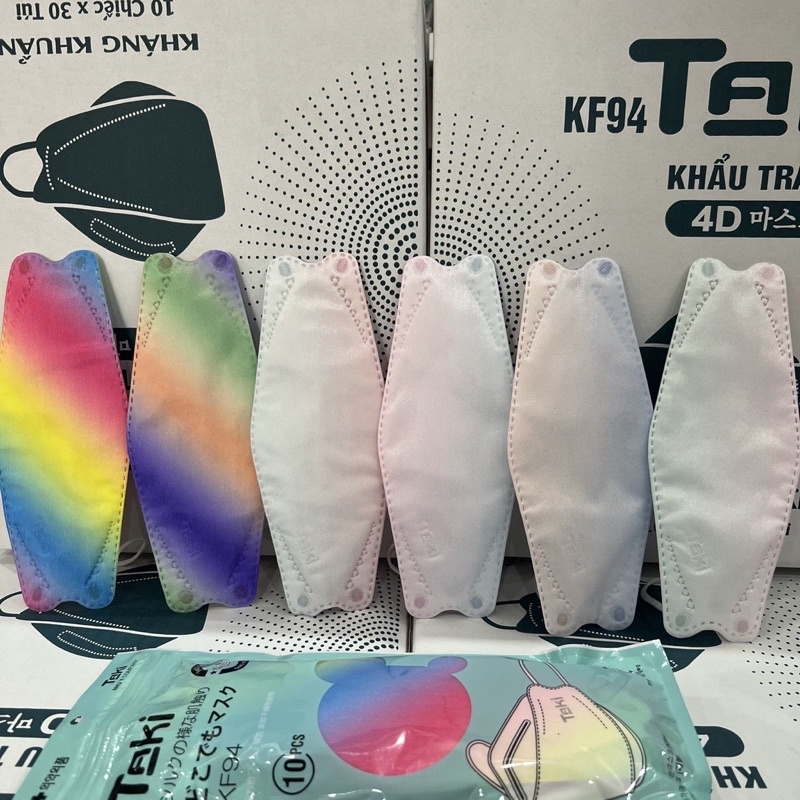 Sét 10 chiếc khẩu trang KF94 màu sắc cầu vồng cho người lớn
