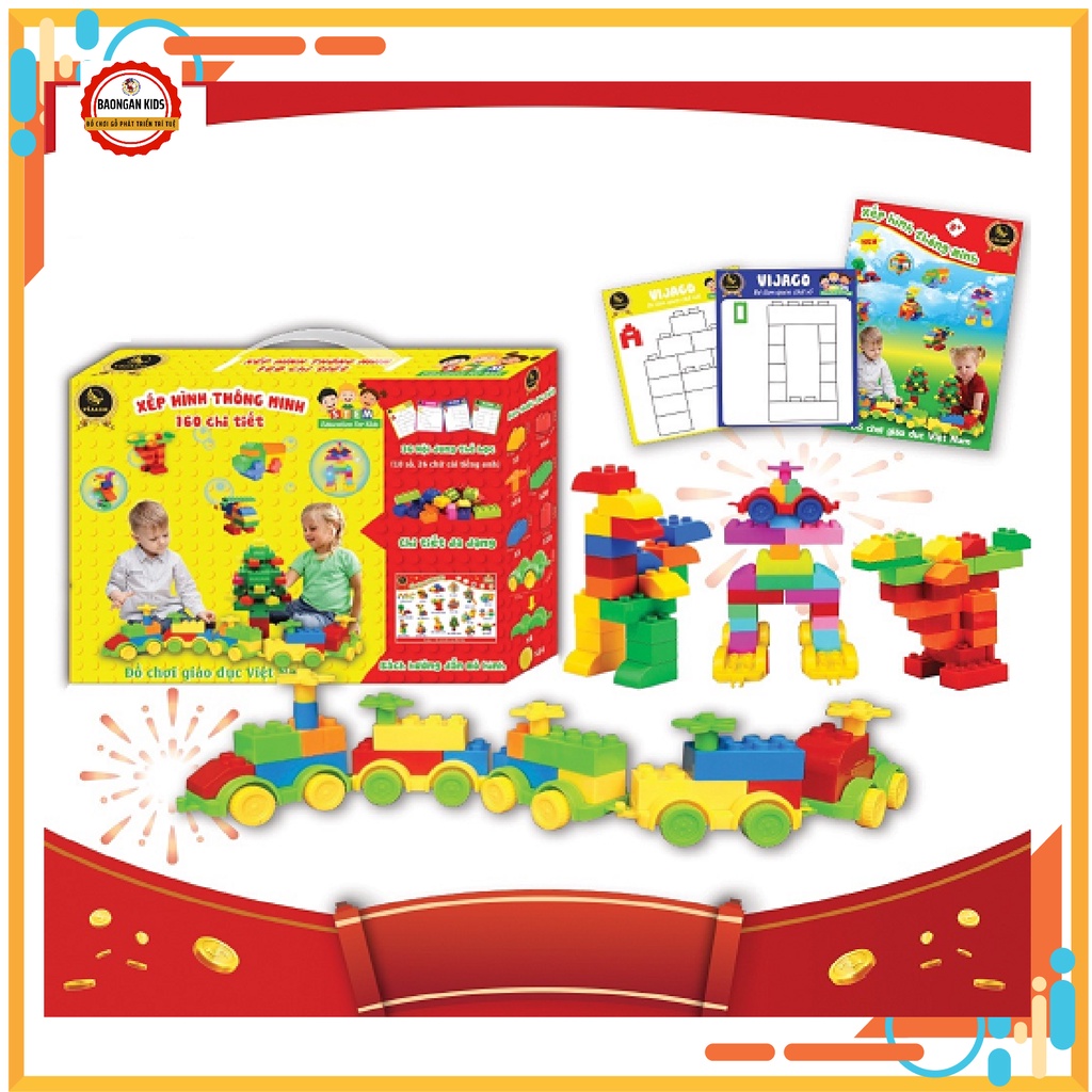 [HOT] Đồ Chơi Xếp Hình Lắp Ráp Thông Minh 160 Chi Tiết Giúp Bé Phát Triển Tư Duy Trí Tuệ