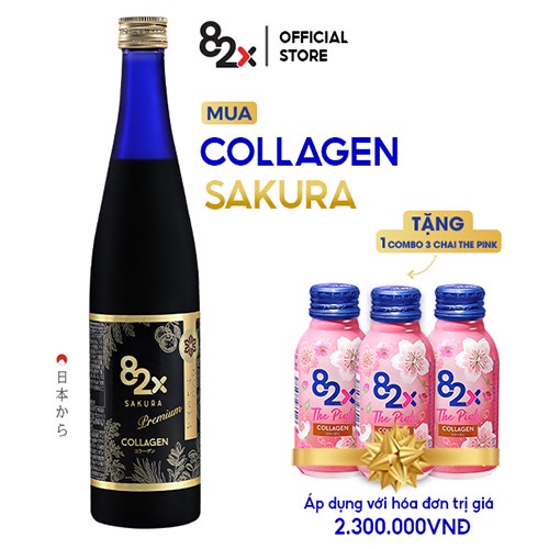 82X COLLAGEN SAKURA PREMIUM (DÒNG CAO CẤP) Dạng Nước 120.000mg Collagen Peptide, Nước Uống Đẹp Da Đến Từ Nhật Bản 500ml