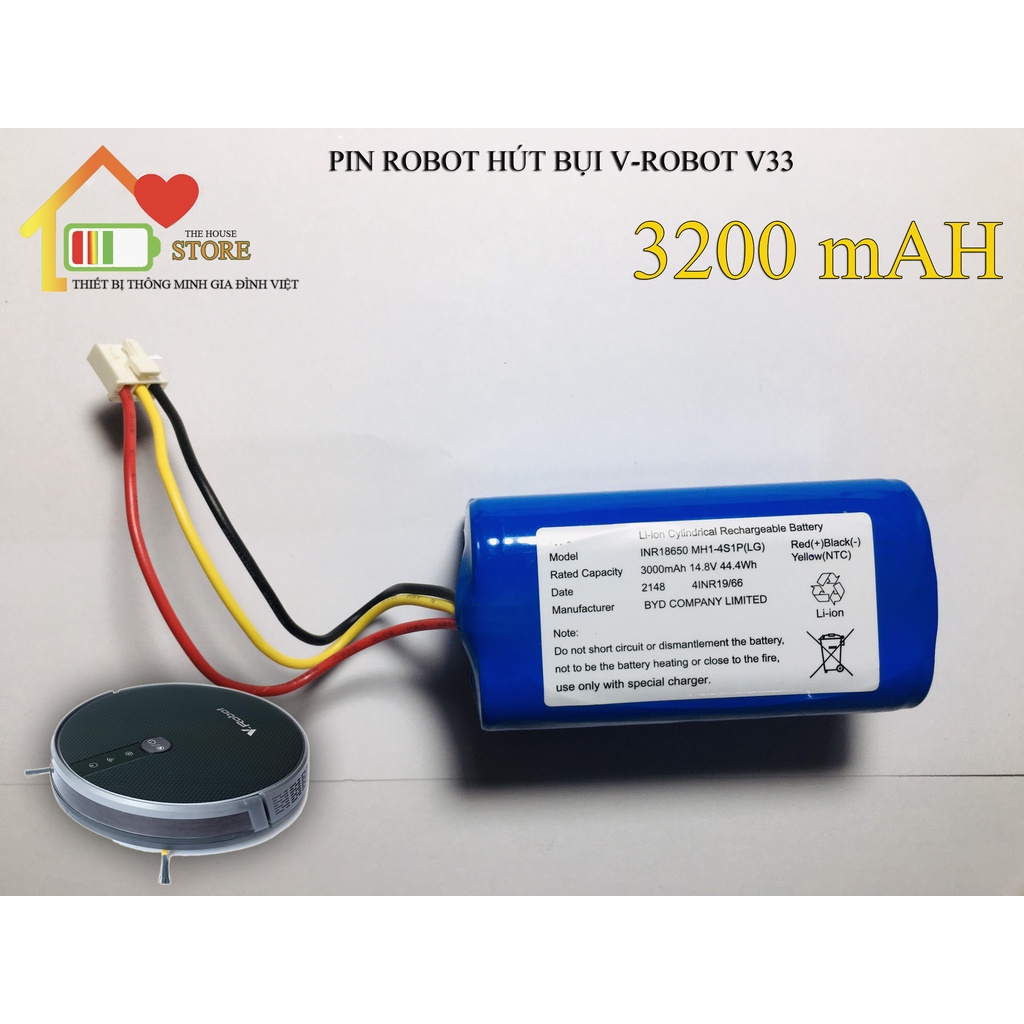 (CHÍNH HÃNG BẢO HÀNH 9 THÁNG ) PIN ROBOT HÚT BỤI V-ROBOT V33 ( 3200 mAH)