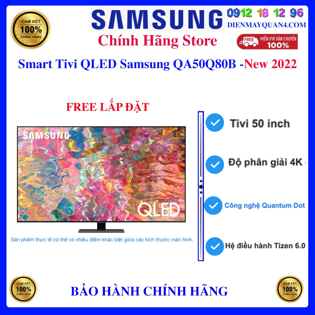 [Mã ELHAMS5 giảm 6% đơn 300K] [Samsung 55Q80B] Smart Tivi QLED 4K 50 inch Samsung QA50Q80B