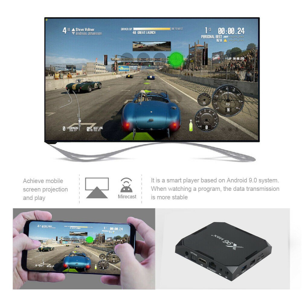 [E-C-S]X96 Max+ TV BOX 8K 4K 2GB RAM 16GB ROM Android 9.0 Quad Core EU Plug