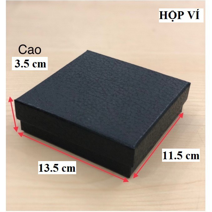 Hộp Đựng Ví Nam - Kích Thước Ví Cao 3 cm, Rộng 11 cm, Dài 13 cm - Màu Đen