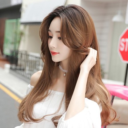 Tóc giả nguyên đầu dài CAO CẤP tóc thẳng dài đuôi cụp Hàn Quốc