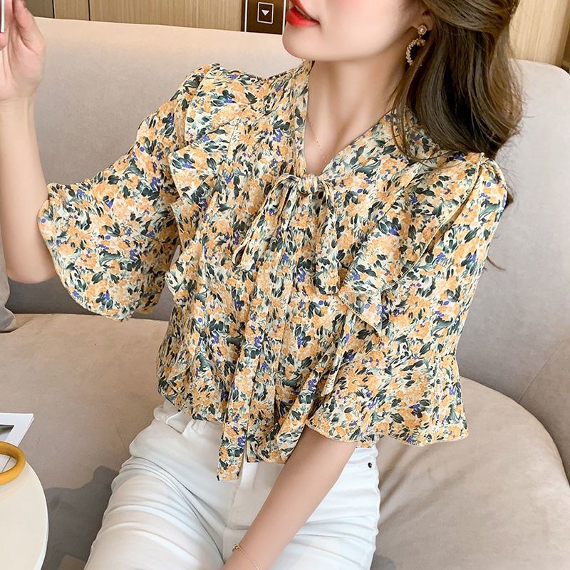 Áo Sơ Mi Chiffon Tay Ngắn Phong Cách Thời Trang Mới 2022